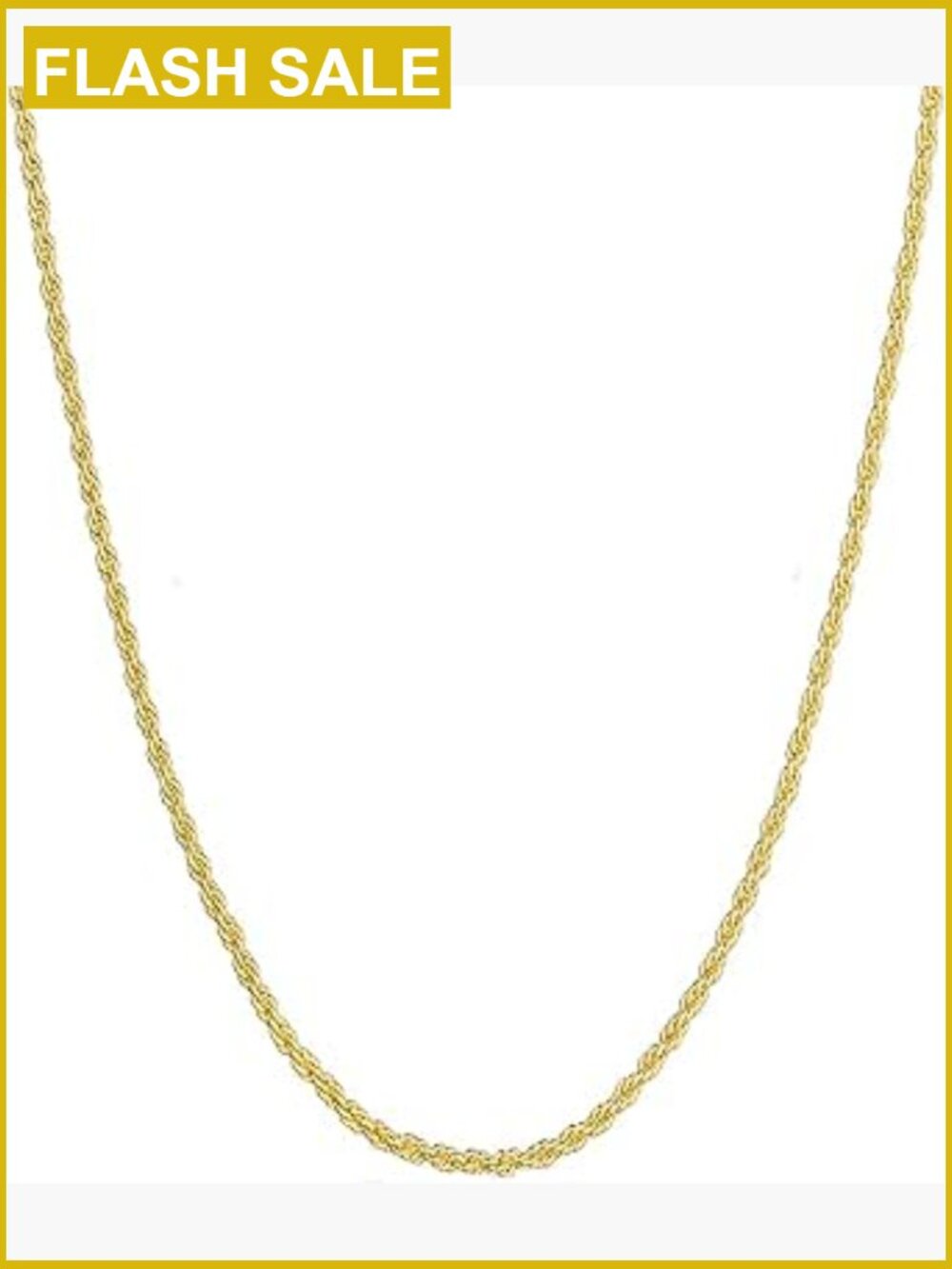 14k Solid Gold Rope Chain Necklace 16 Inch Lobster Clasp Unisex Jewelry